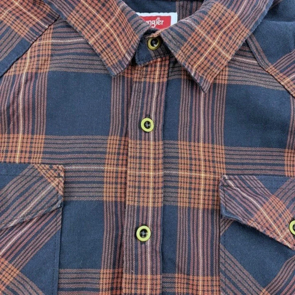 Wrangler Flannel Shirt Long Sleeve Button Up Mens 2XL red Plaid Western  Casual